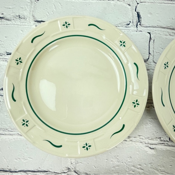 Longaberger Pottery Heritage Green Bread & Butter Plates Set of 2 - Picture 3 of 6
